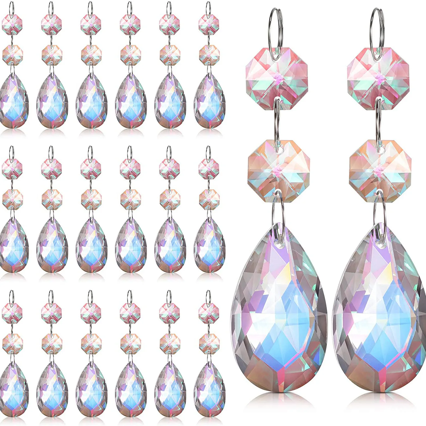 

5/10/20PCS AB Color Chandelier Crystal Rainbow Waterdrop Pendant Accessories Beads Decorative Hanging Jewelry Lamp Lighting Part