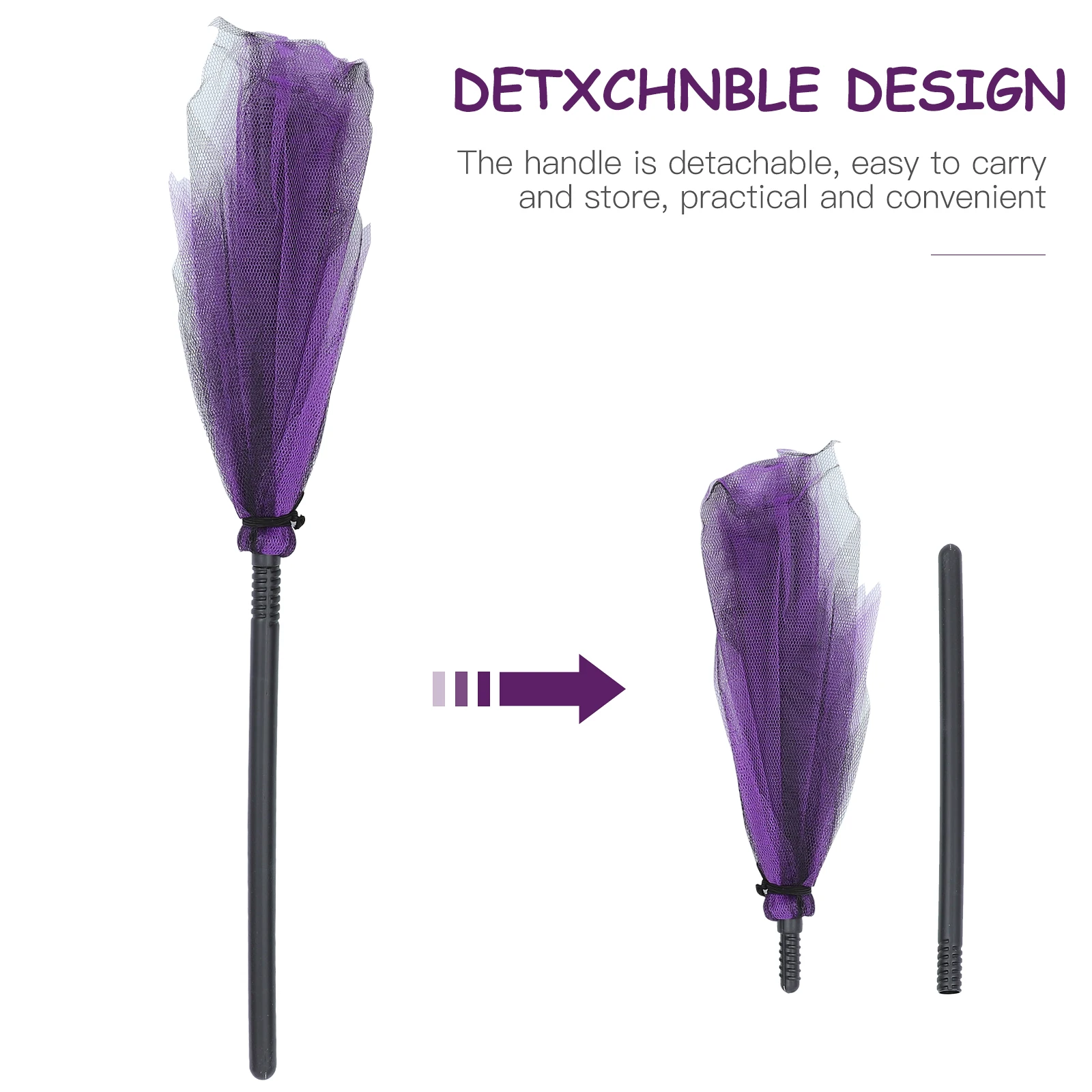 

3PCS Halloween Witch Broom Mesh Design Reusable Plastic Cosplay Props Party Decorations Broomstick Toddler Accessories
