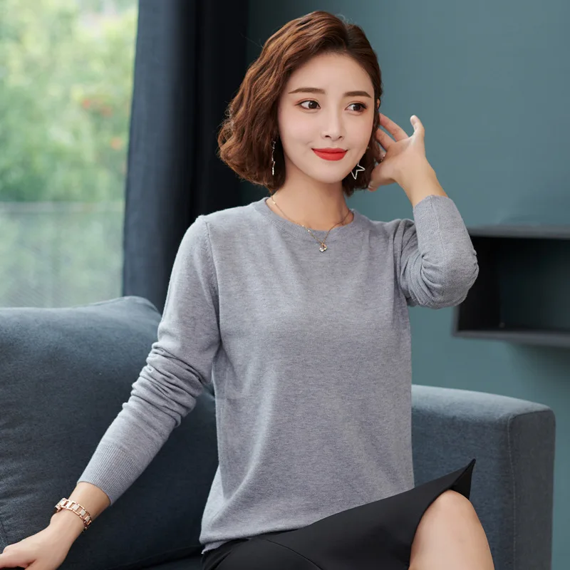 100% Pure Wool Cashmere Sweater Women\'s O-neck Pullover Casual Knit Top Autumn and Winter Women\'s Coat Korean Fashion