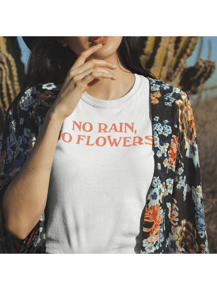 

No Rain No Flowers Графическая рубашка в винтажном стиле Женские милые футболки в стиле 60-х, 70-х, 80-х, 90-х, летние футболки в стиле ретро