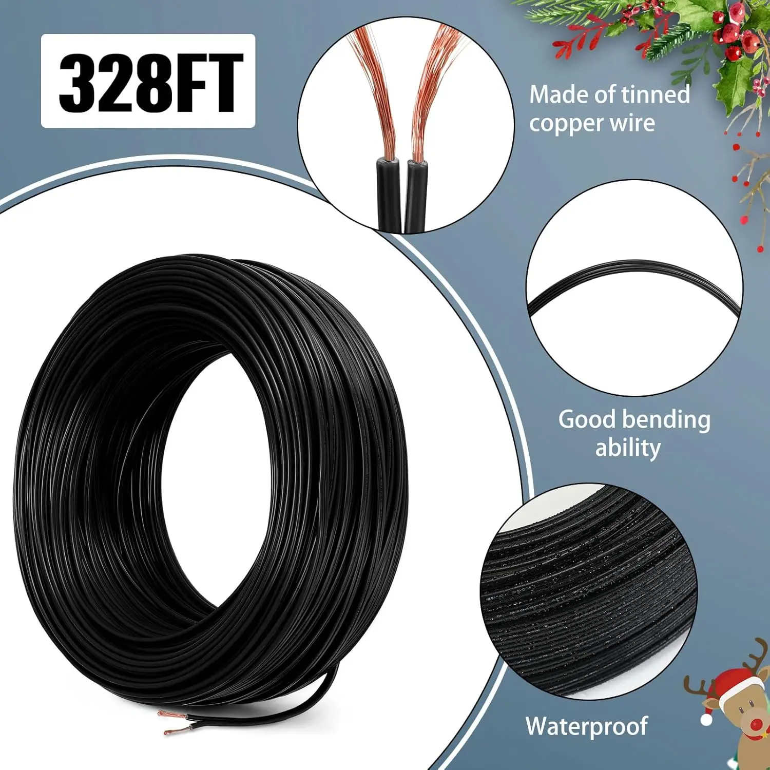 328 ft Christmas SPT-1 wire PT-1 Zipper wire bulk blank wire works with SPT-1 vampire plug 7 amps