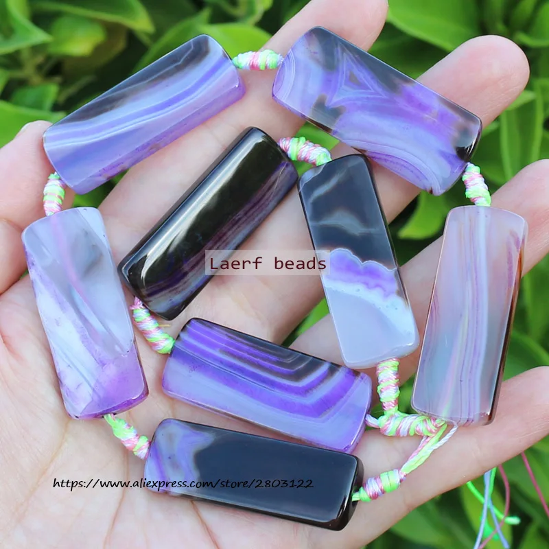 8pcs Around 15-16x38-40mm Natural  Agate Rectangular shape  beads 15inch ,For DIY Jewelry Making !