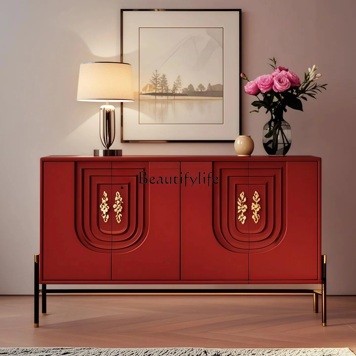 

Minimalist Lacquer Sideboard Entryway Modern Simple Storage Cabinet Living Room Organizer Tea Cabinet