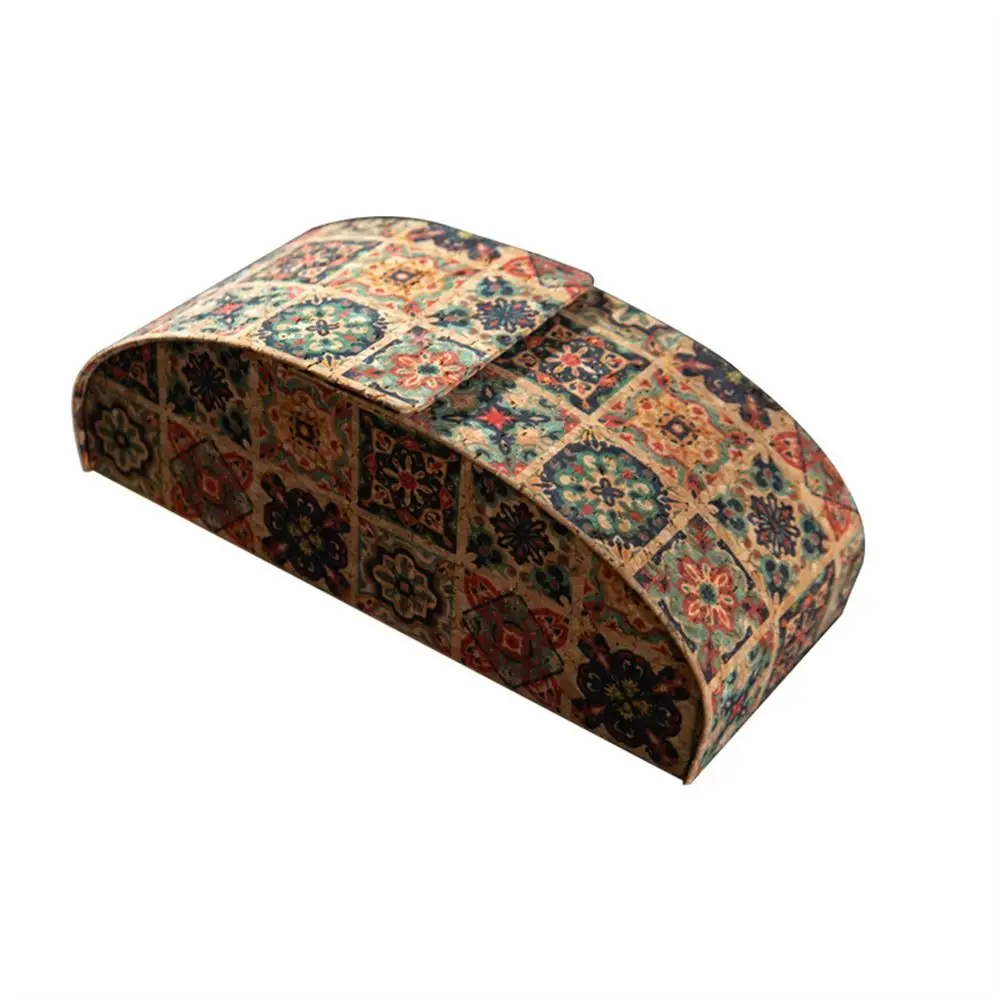 Trendy Hard Shell Glasses Case Cork Mural Pressure-Resistant Sunglasses Case Portable Retro Print Storage Box for Women Men - view 4