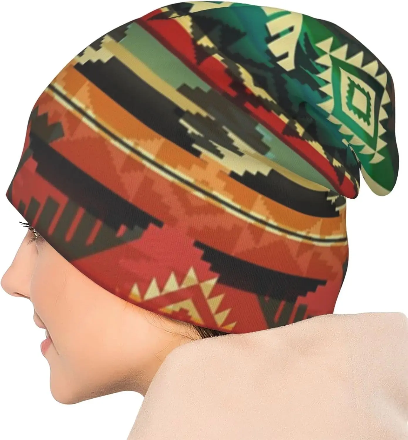 Native American Beanie Chemo Hat Cancer Headwear Knitted Hats Baggy Slouchy Scarf Cap for Adults Women Men