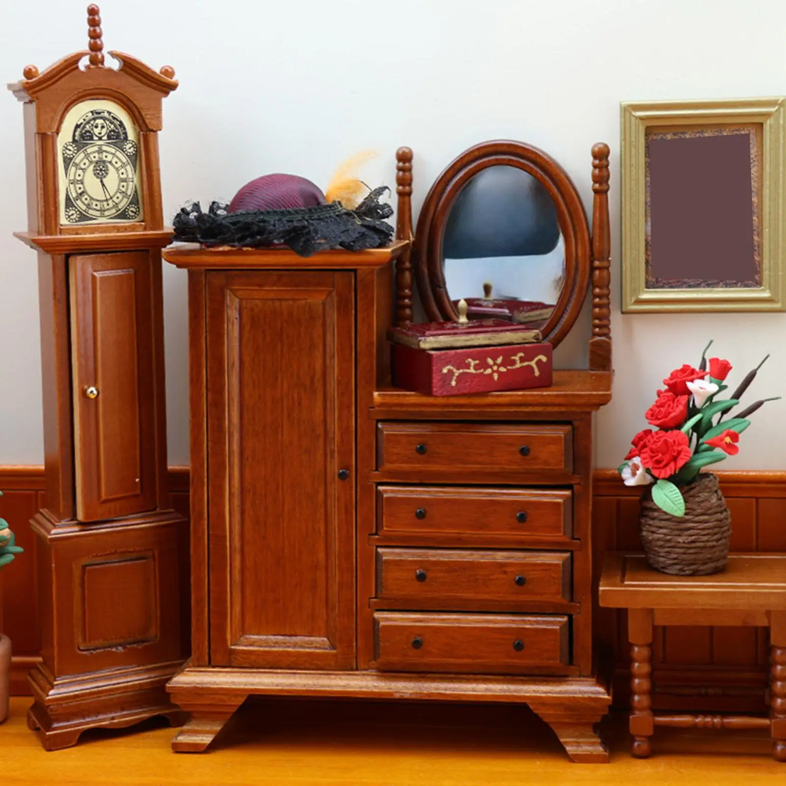 Toeletta per casa delle bambole in legno Fai finta di giocare con oggetti di scena Decorazione per casa delle bambole Pratica