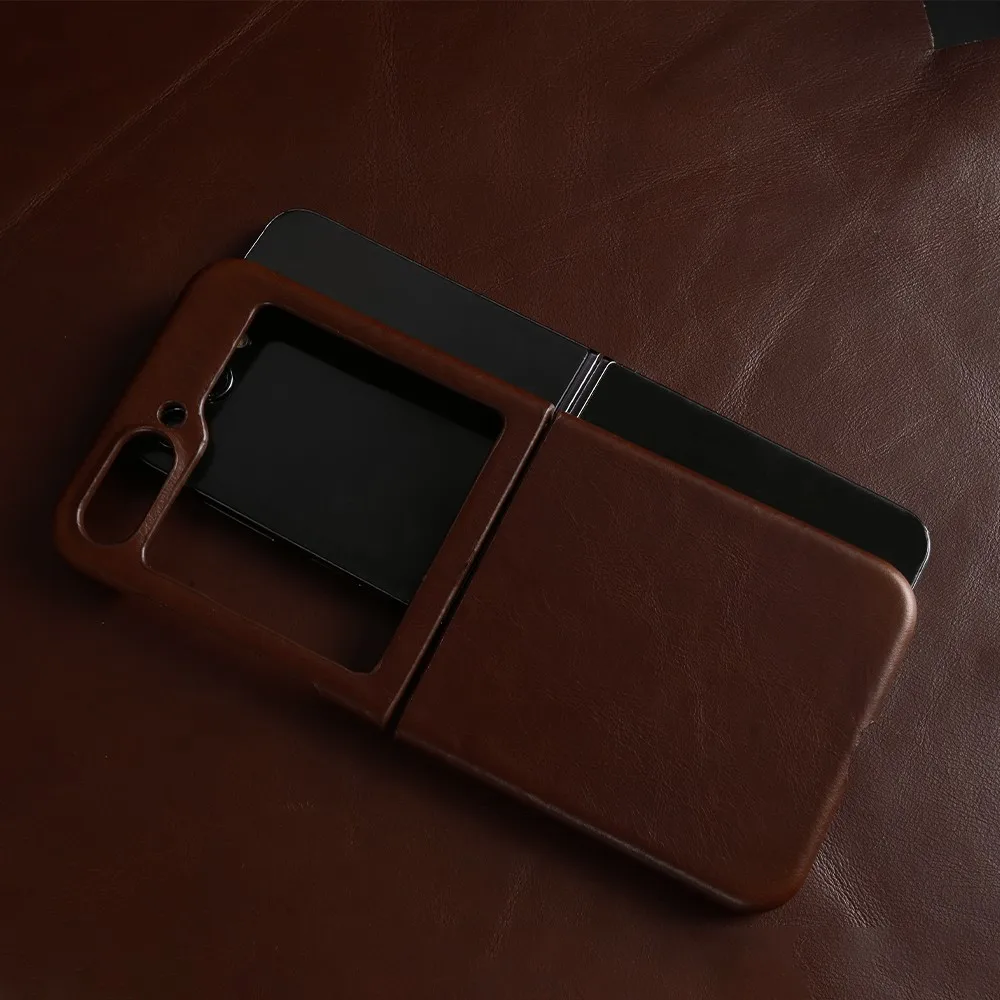 For Samsung Galaxy Z Flip 6 Case Cover Premium Genuine Leather Cases Z FLip7 Vintag Oil Wax Pattern Phone Shell Protection Coque - náhled 6