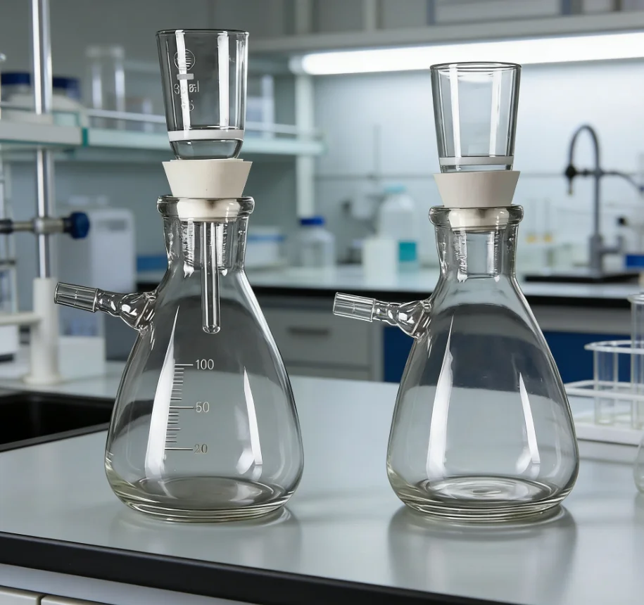 

Lab Glass Vacuum 250Ml/500Ml/1000Ml - Essential Filter Bottle With Sand Core Funnel & Rubber Accessories