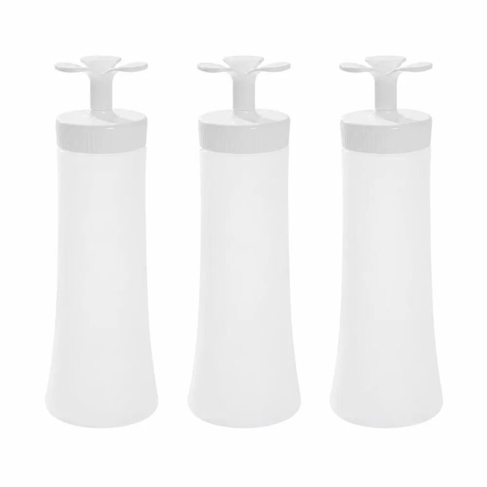 3pcs Portable PP/PE Condiment Squeeze Bottle 350ml Inverted Design Olive Oil Dispenser Liquid Condiment Holder Restaurant Use