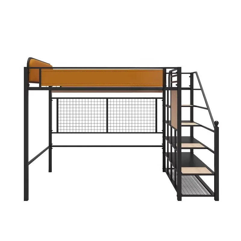Nordic wrought iron elevated bed under table space saving duplex pavilion bed