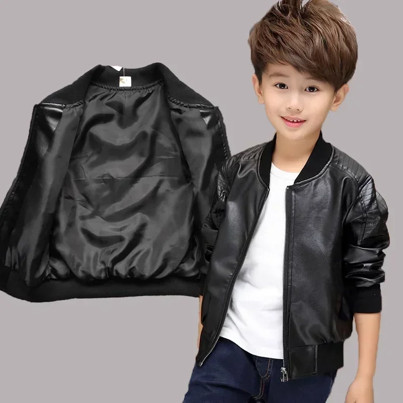 Children\'s Pu Jacket for Boys Fashion Baby Girls Coats Fur Outerwear 2023 Autumn Spring Winter Outfits Children\'s Clothing