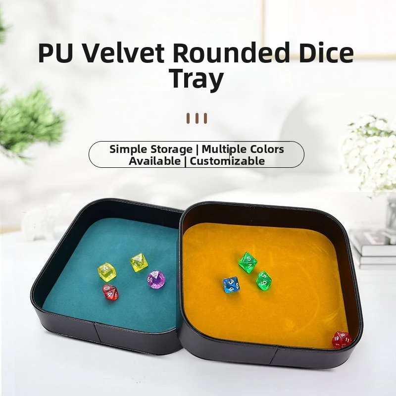 1PC Dice Box Storage PU Leather Dice Tray 20x20x4cm dice holder