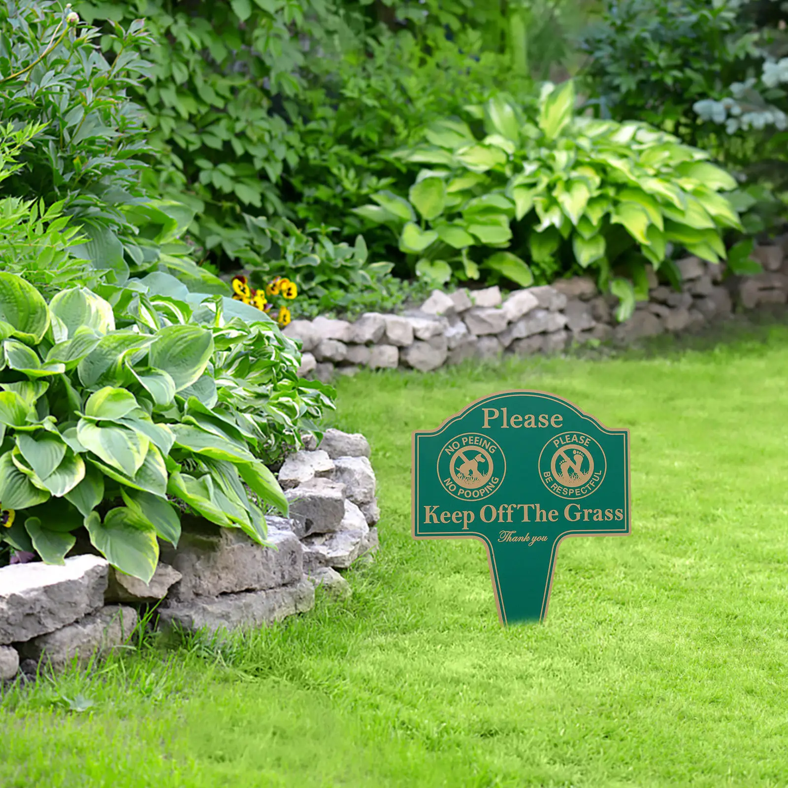 Keep Off The Grass Sign Double Sided Aluminum Lawn Sign Stake Outdoor Yard Pet Restriction No Dog Poop Pee Prevention