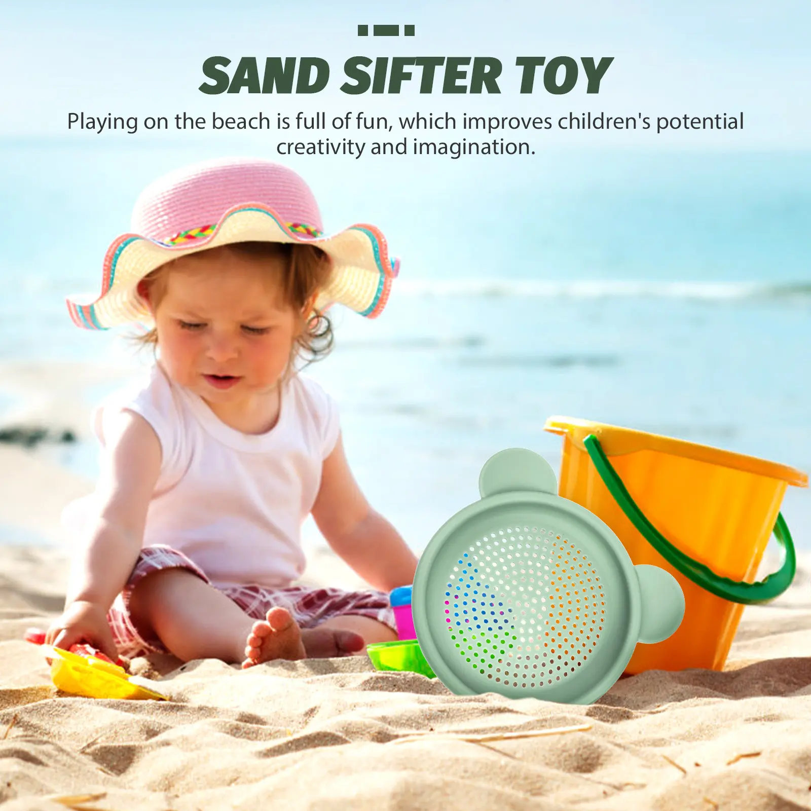 Kids Sand Sifter Silicone Beach Essential Portable Lightweight Interactive Sand Sieve Plaything Beach Essentials for Vacation