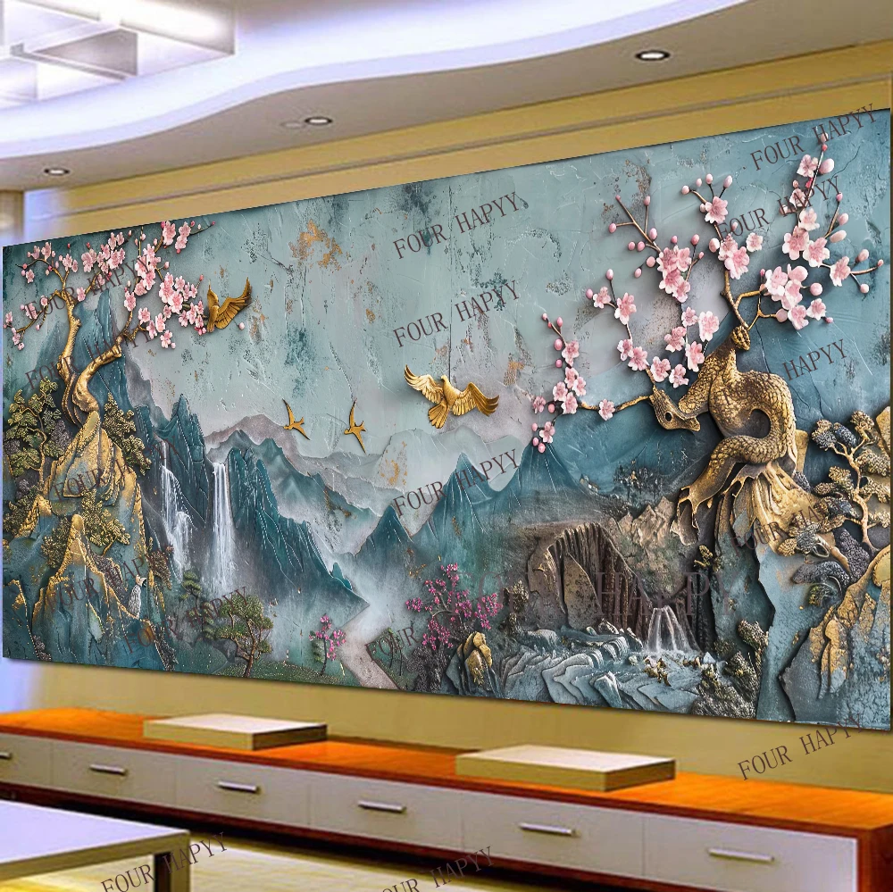 5D DIY Large Diamond Painting Cross Colorful Volumetric Flowers Landscape Wall Art, Full Round Drill, Embroidery Home Decor