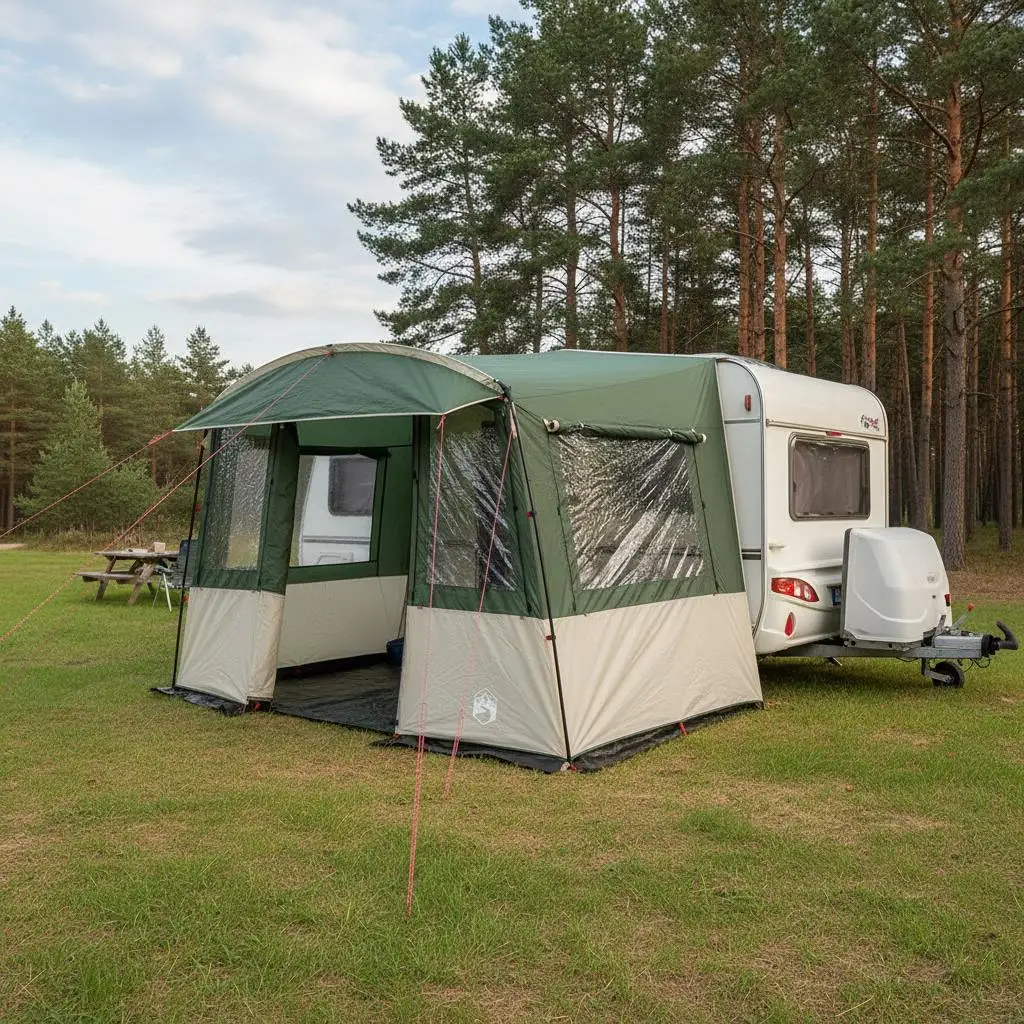 Tente de toit pour caravane avec toit vert 352 x 250 x 240 cm