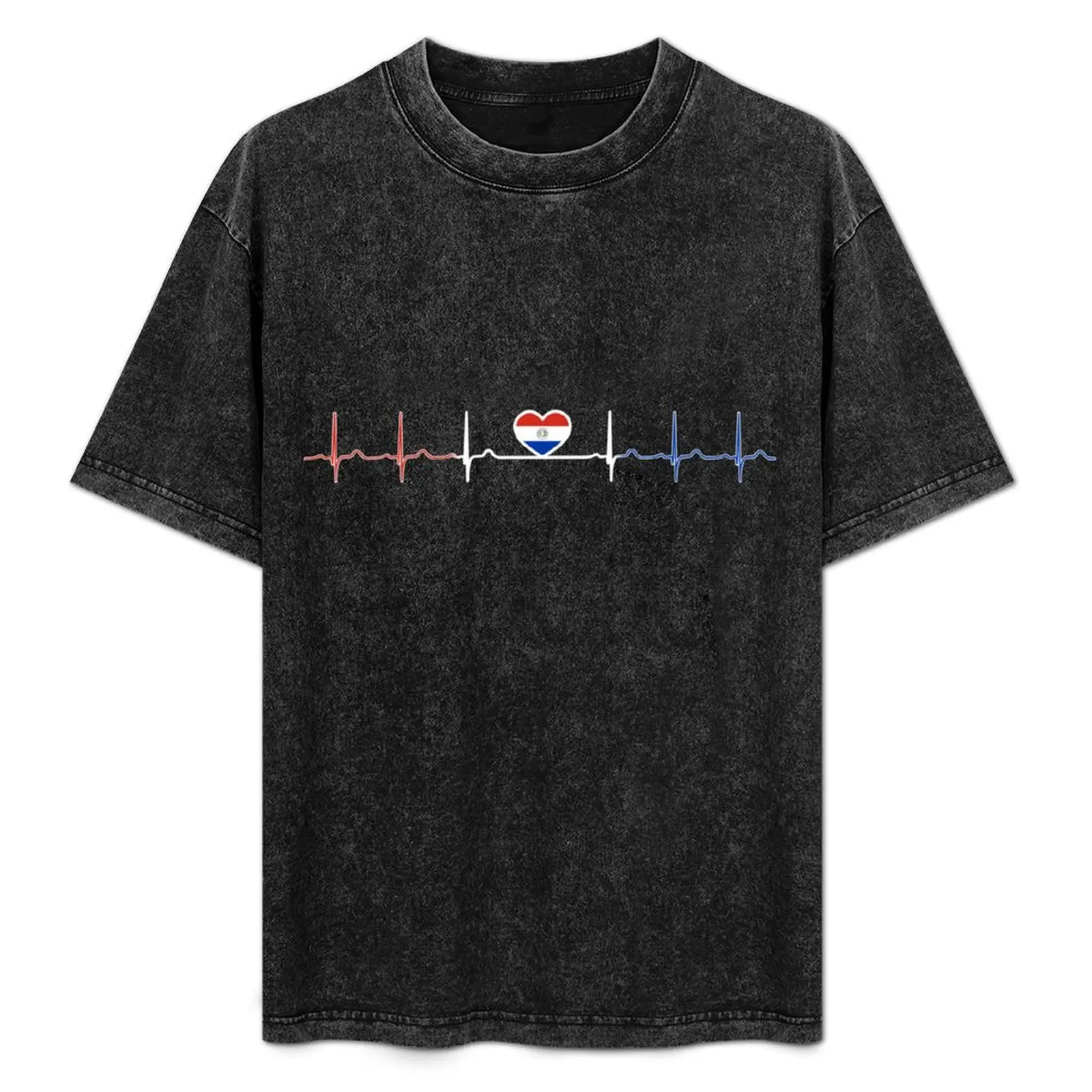 

Heartbeat Paraguay T-Shirt Basic Plain Short Sleeve Crew Neck Tee