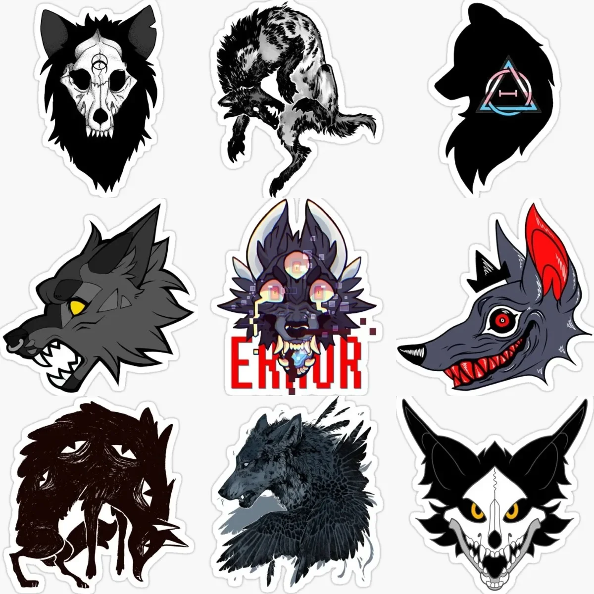 Black Terror Wolf Stickers Laptop Motorcycle Car Skateboard Fridge Bicycle Wall Off-road Helmet Decal Assecories Waterproof