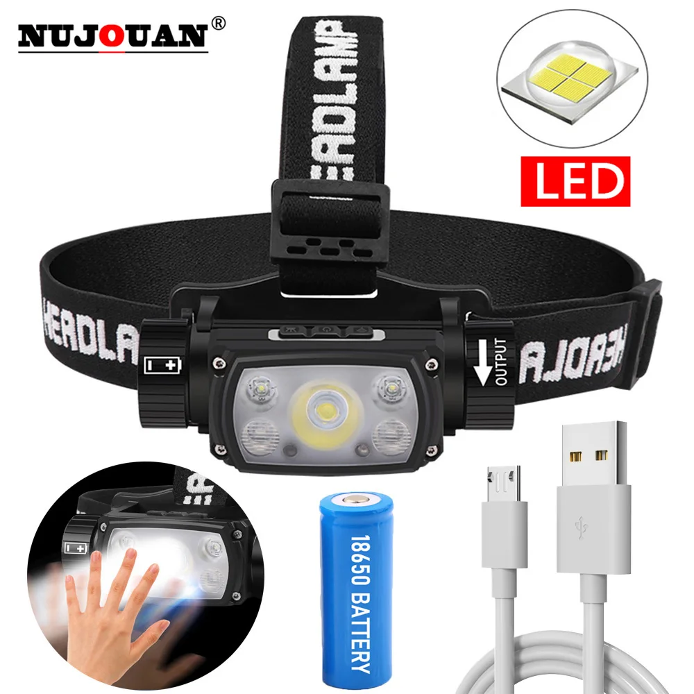 Usb Rechargeable Led Headlight Super Bright 5 Working Modes Headlamp Waterproof Head-Mounted Flashlight For Night Fishing Hiking