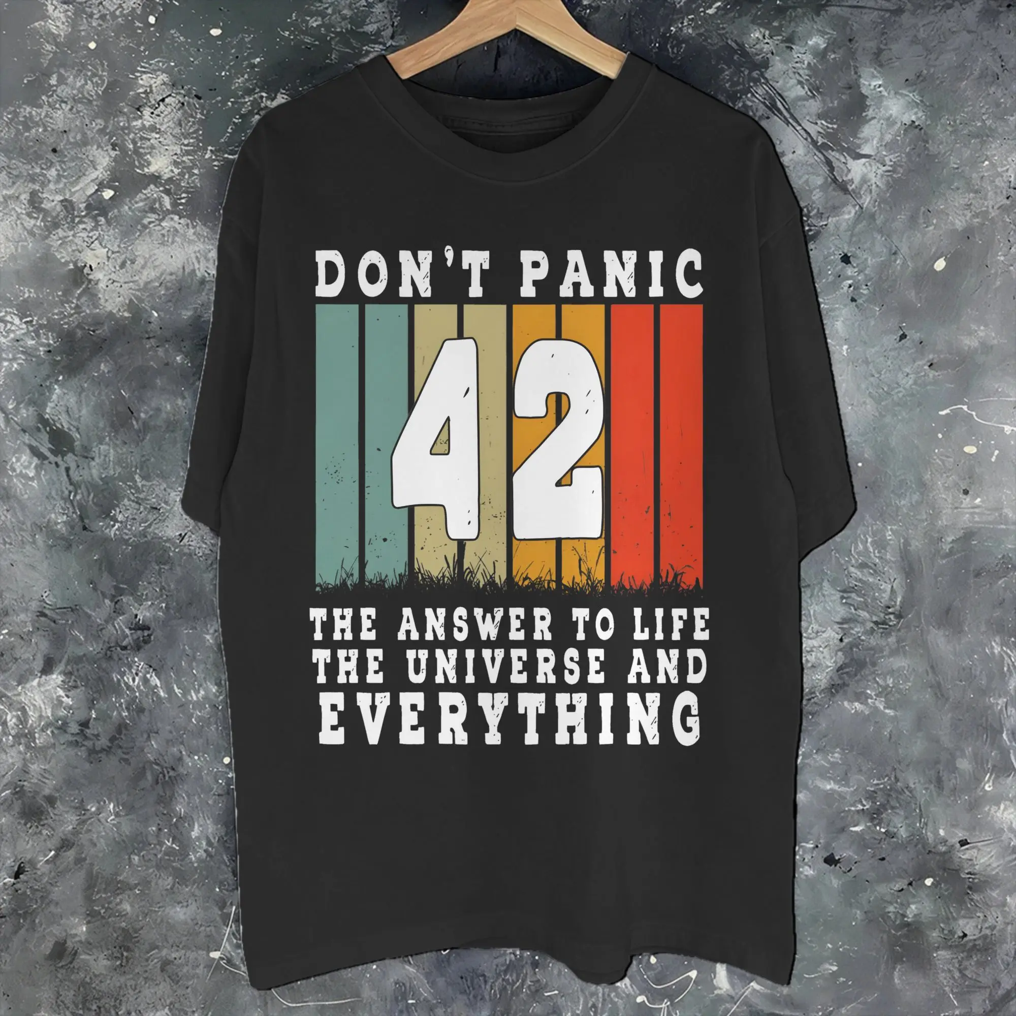 Don't Panic 42 The Answer To Life Douglas Adams Mode-T-Shirts für Männer und Frauen, reine Baumwolle, T-Shirt-Kleidung