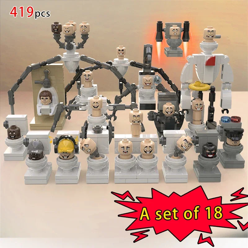 MOC Skibidi Toilet Action Figures Building Blocks Set For Kids Titan TVMan Spider Construction Boys Toys Christmas Gifts