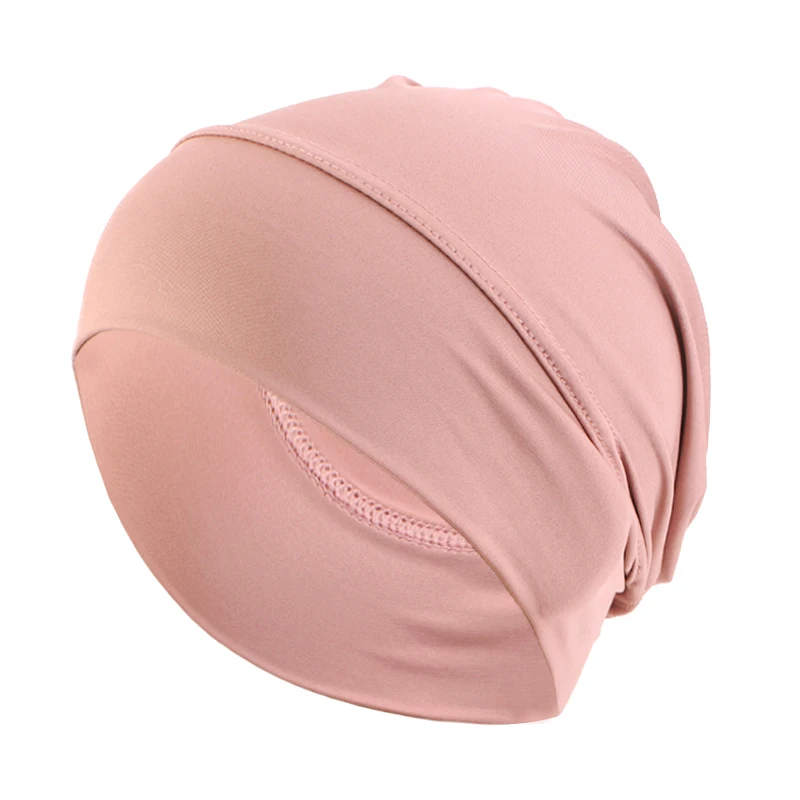 Women Elastic Turban Ramadan Muslim Hijab Cap Ladies Night Sleep Hat Full Cover Inner Hats Solid Fashion Simple Cancer Chemo Cap