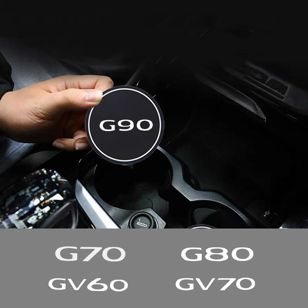 

2Pcs Car Coaster Water Cup Slot Non-Slip Pad Auto Interior Silicone Pad Decoration For GENESIS G70 G80 G90 GV60 GV70 GV80 GV90