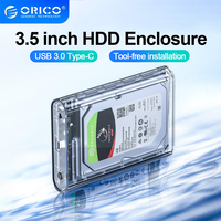 ORICO 3.5 Inch SATA to USB 3.0 Type C Transparent HDD Case SSD Adapter Hard Disk Drive Box USB3.0 External Storage HDD Enclosure
