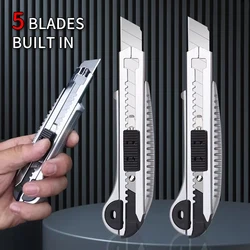 Multifunctional Utility Knife Retractable Sharp Cut Heavy Duty Steel Break 18mm Blade Paper Cut Electrician Professional