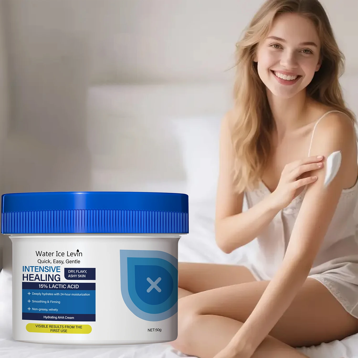 ウォーターアイスレヴィン プロフェッショナル アハクリーム - 15%乳酸配合、ヒアルロン酸とグリセリンで目に見えるハリと深い保湿を実現