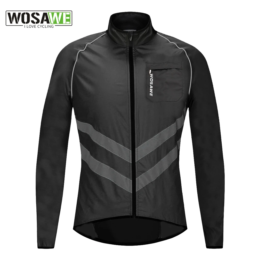 WOSAWE Reflective Jacket Cycling Long Sleeve Wind Bike Windbreaker Windproof Waterproof Quick Dry MTB Jersey Jackets Windcoat