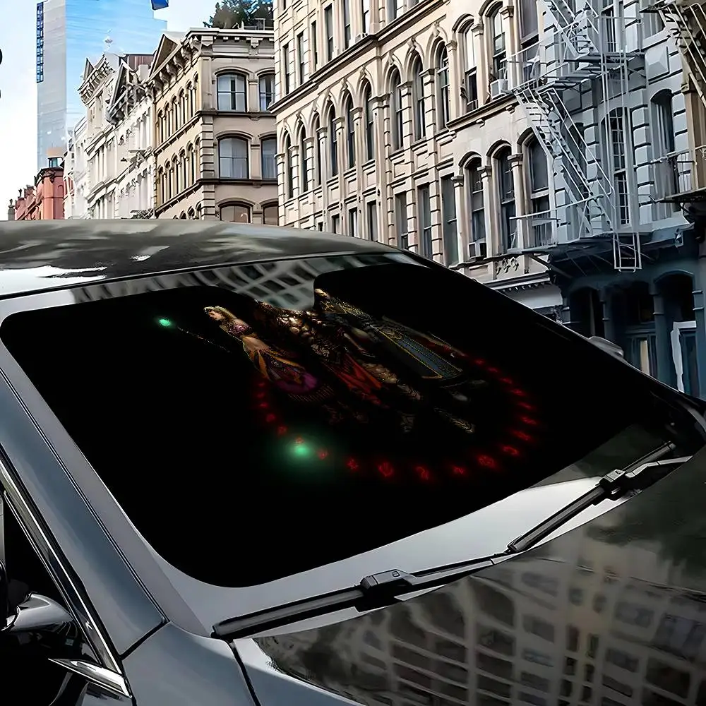 D-Diablo III 車用サンシェード 車用サンシェードカバー カバー ユニバーサルフロントガラス折りたたみバイザー