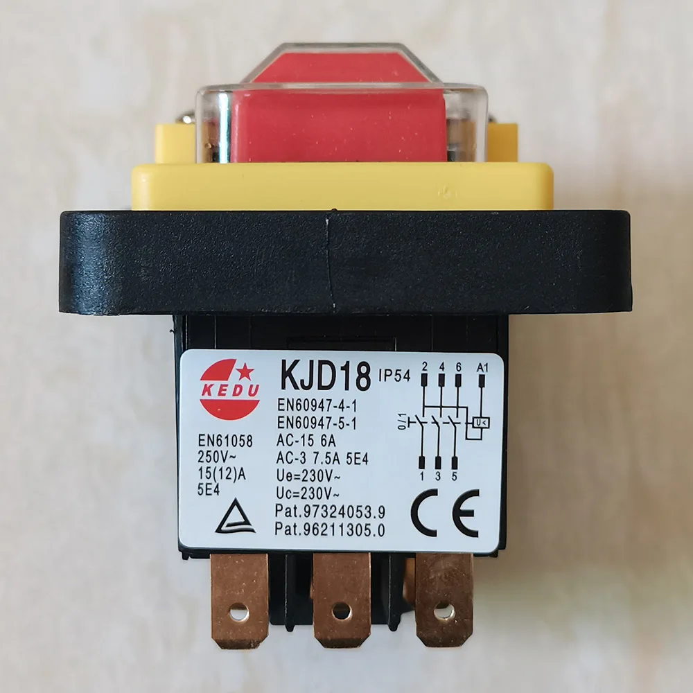 KEDU KJD18 7Pin Electromagnetic Push Button Switch ON OFF AC 230V 15(12)A 5E4 CE