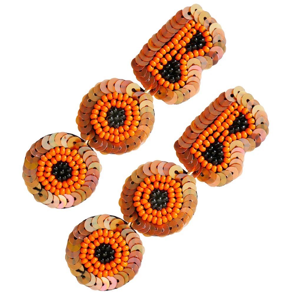 

1Pair Rice Bead Earrings Alphabet Sequins Drop Dangle Halloween Punk Style Beaded Earrings for Women Fashion Holiday Gift