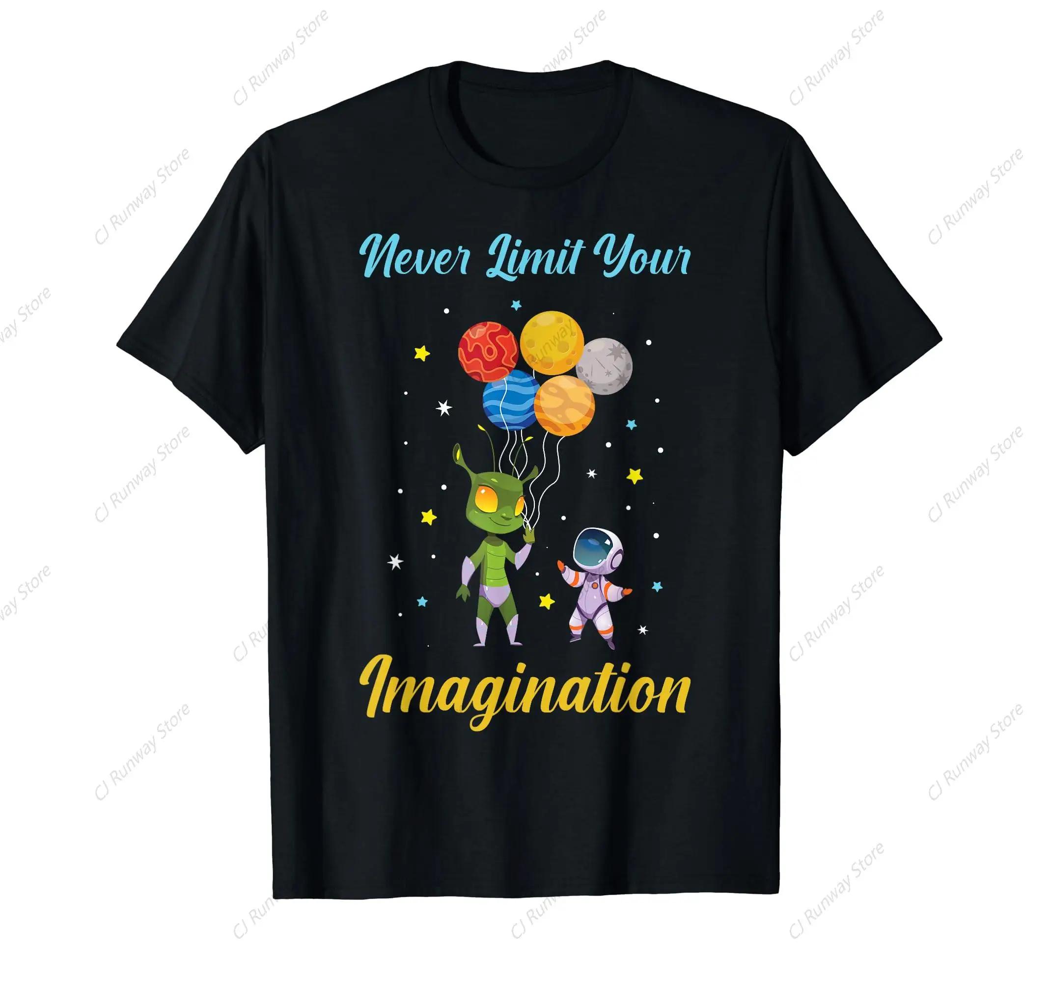 Planets Never Limit Your Imagination Astronauts T-Shirt Print Men Woman Short Sleeve T-shirts Fashion Streetwear