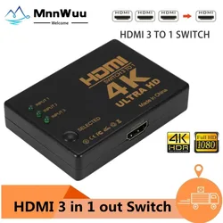 MnnWuu 4K 2K 3x1 HDMI rozdzielacz kabli Adapter przełącznik wideo HD 3 wejście 1 Port wyjściowy Hub HDMI dla Xbox PS4 DVD HDTV PC Laptop TV