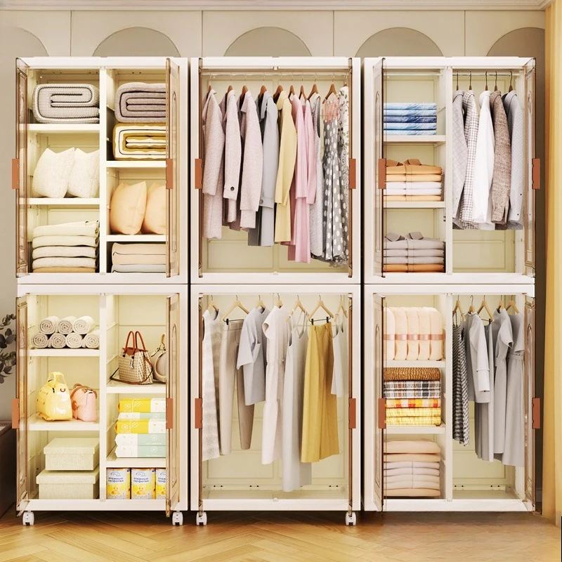 Armario simple para dormitorio doméstico, armario de plástico multicapa