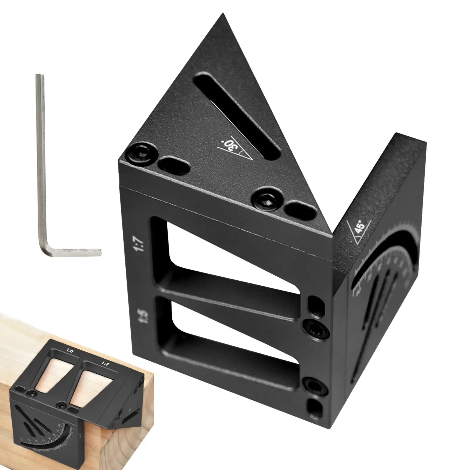3D Multi Angle Measuring Ruler Detachable Aluminum Alloy Tool 10-90 Degree Angle Measuring Ruler For Carpenter Drawing Beginners