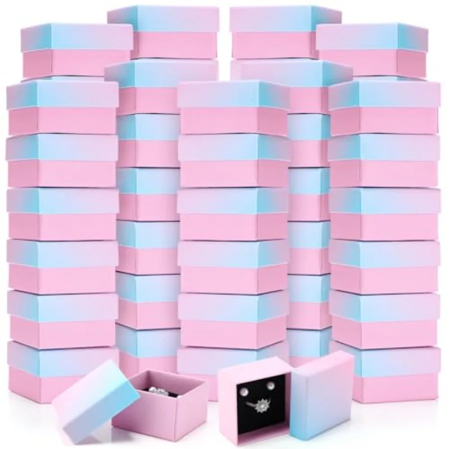 

120 Piece Small Ring Boxes Bulk 2 x 2 x 1.2 Inch Kraft Cardboard Jewelry Gift Boxes with Lids for Earrings Square Packing Versa