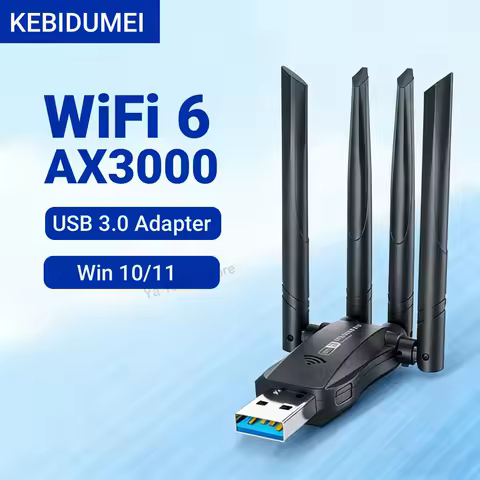 KEBIDUMEI WiFi6 AX3000 USB Adapter Dual Band 2.4G/5Ghz Wireless WiFi Receiver USB3.0 Dongle Network Card For Laptop PC Win 10/11