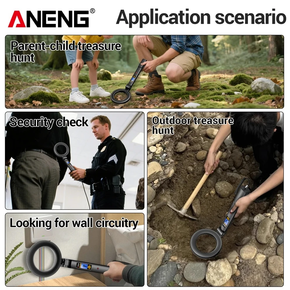 Treasure Hunter All Metal Detector ANENG DM3005B Pro Portable 360° Scanning Security Checker Underground Gold Coin Search Tools