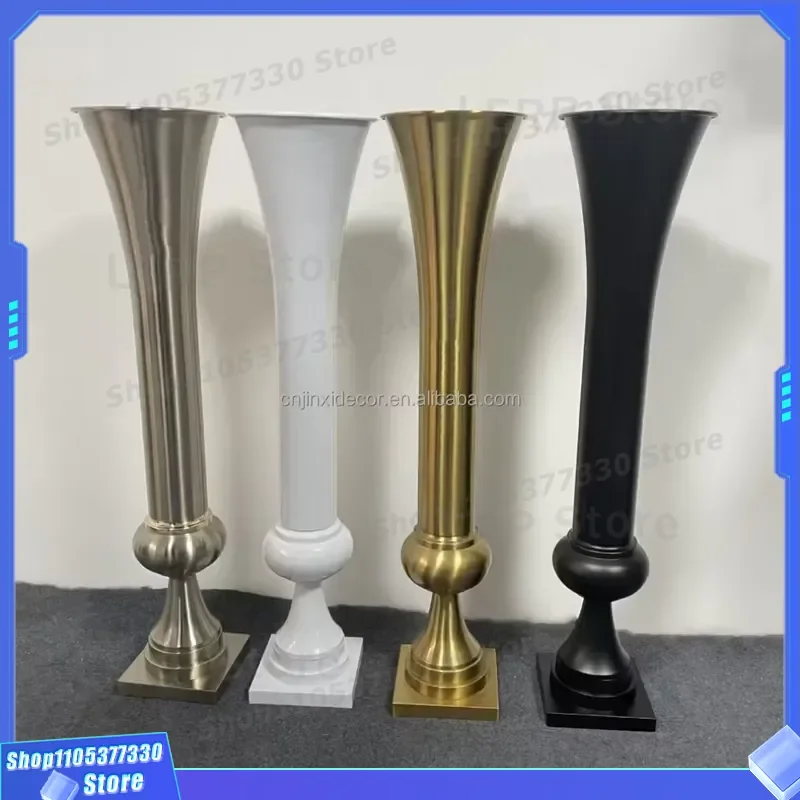Luxury Gold Metal Flower Stand 100cm High Quality Small Vase Elegant Dining Table Ornaments Home Wedding Decorations Modern