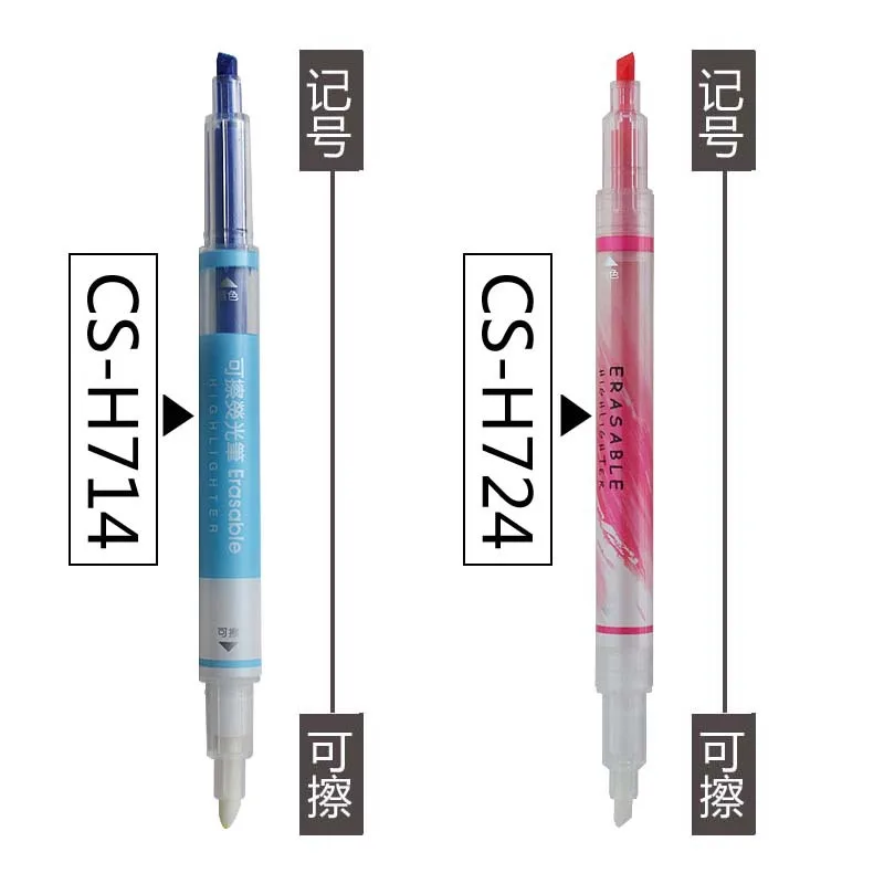 7pcs Erasable Marker Highlighter Learning Office Use Double Headed Accent Pastel Color Hand Account Pen Art Drawing