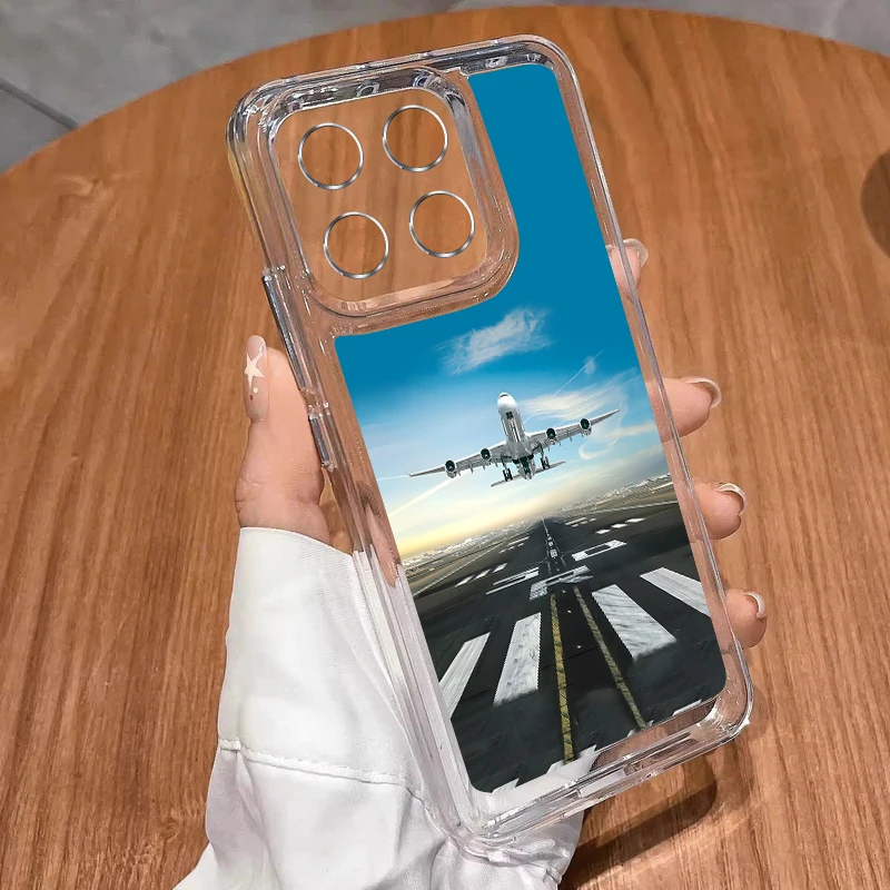 

Чехол для телефона с цветочным узором в виде самолета для Xiaomi Redmi Note 14 Pro Plus 5G 14 13 12 11 Pro 4G 13C 14C 4G Мягкий силиконовый прозрачный чехол