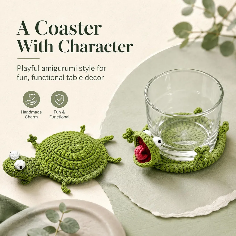 Pressable Crochet Lizard Coasters Creative Red Tongue Drink Insulation Pad Funny Handmade Knitted Animal Coaster Home Decor