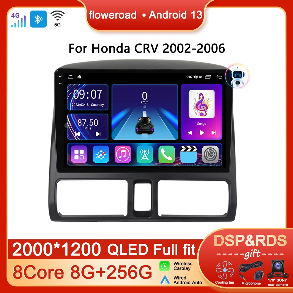 

Автомагнитола 2DIN на Android, мультимедийный плеер для Honda CRV 2002-2006, навигация GPS, стерео, DVD, Apple Carplay, головное устройство DSP, Wi-Fi