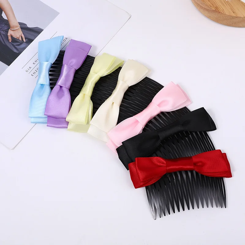 New Fabric Cute Bow Hair Comb Women Korean Simple Hairpin Elegant Joker Outdoor Fashion Comb Clips Girls Hair Accessories