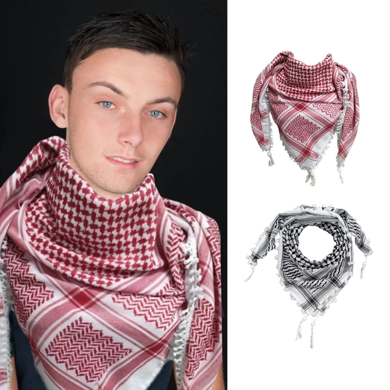 

Large Shemagh Scarf Tacticals Desert Scarf Head Neck Scarf Arabic Headscarf Easy to Use Multifunctional Scarves for Men