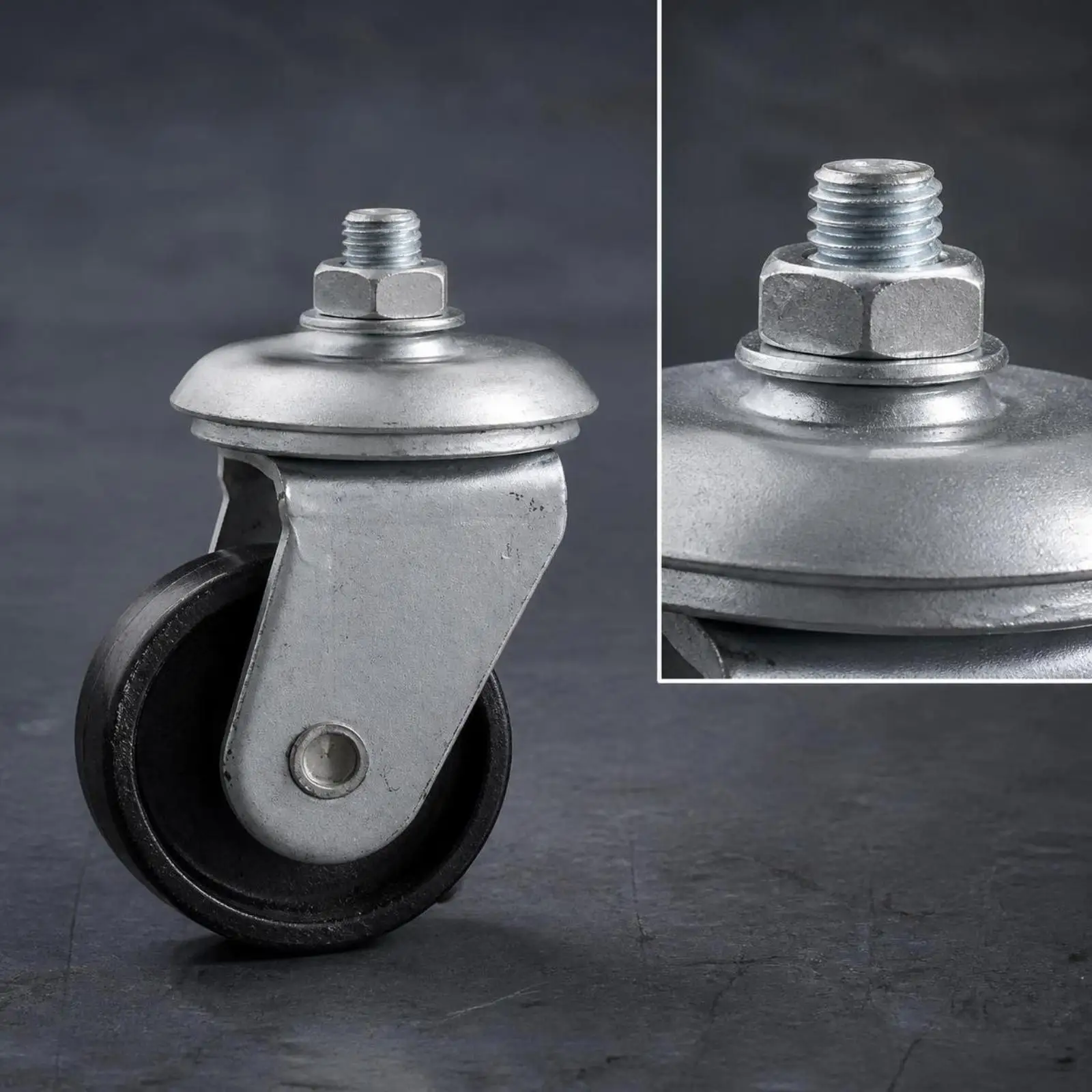 Swivel Caster Wheel Heavy Load 61mm Black Jack Wheel with Steel Bracket for Workbench Utility Cart