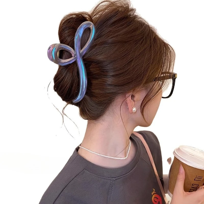 مشبك شعر فتاة حورية البحر حالمة مقاس كبير، مشبك شعر على شكل سمكة قرش، مشبك شعر نسائي راقي من الجزء الخلفي من الرأس، عصابة رأس #6